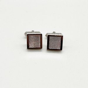 Vintage Anson Silver Tone Grooved Square Cufflinks Signed